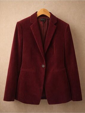 THEORY Corduroy Blazer Burgundy Tailored Jacket Work Career Classic